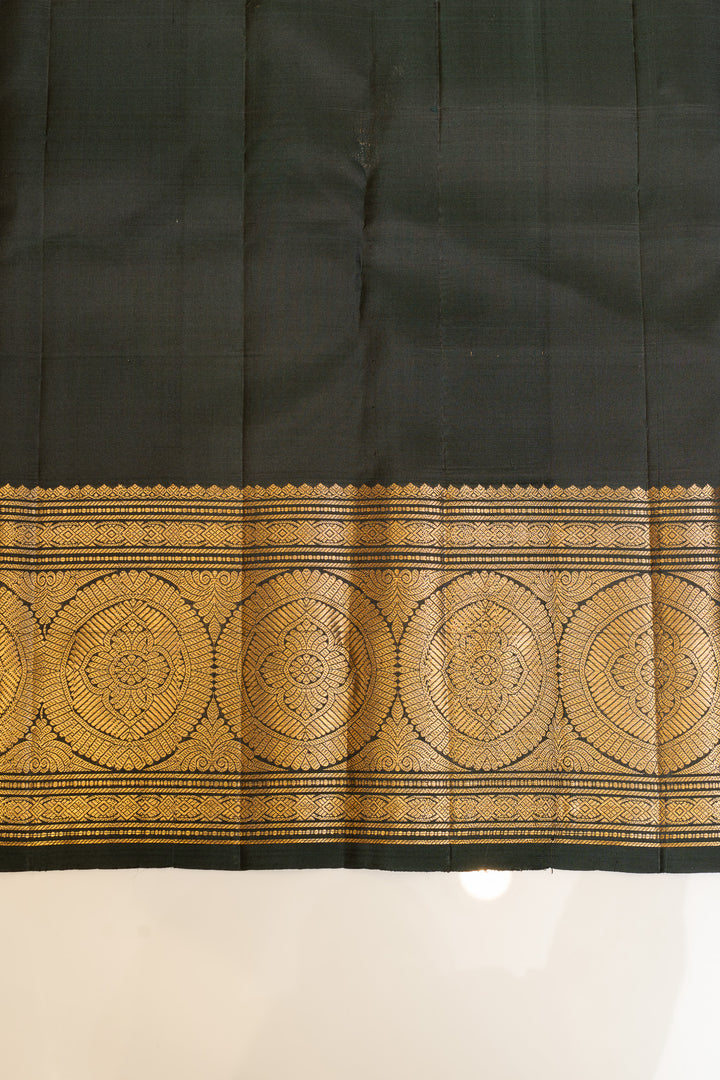 Jamun and green checks pure Kanchipuram silk saree