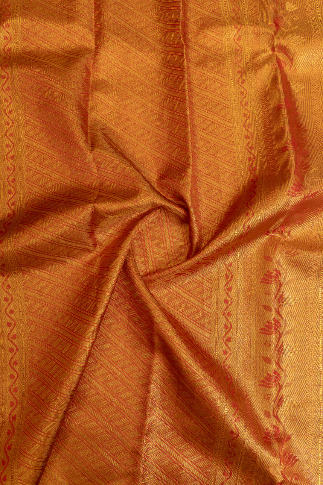 Gold and reddish pink brocade pure Kanchipuram silk saree