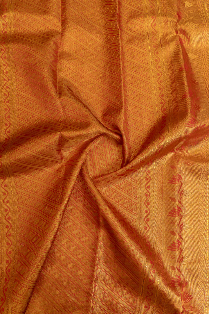 Gold and reddish pink brocade pure Kanchipuram silk saree