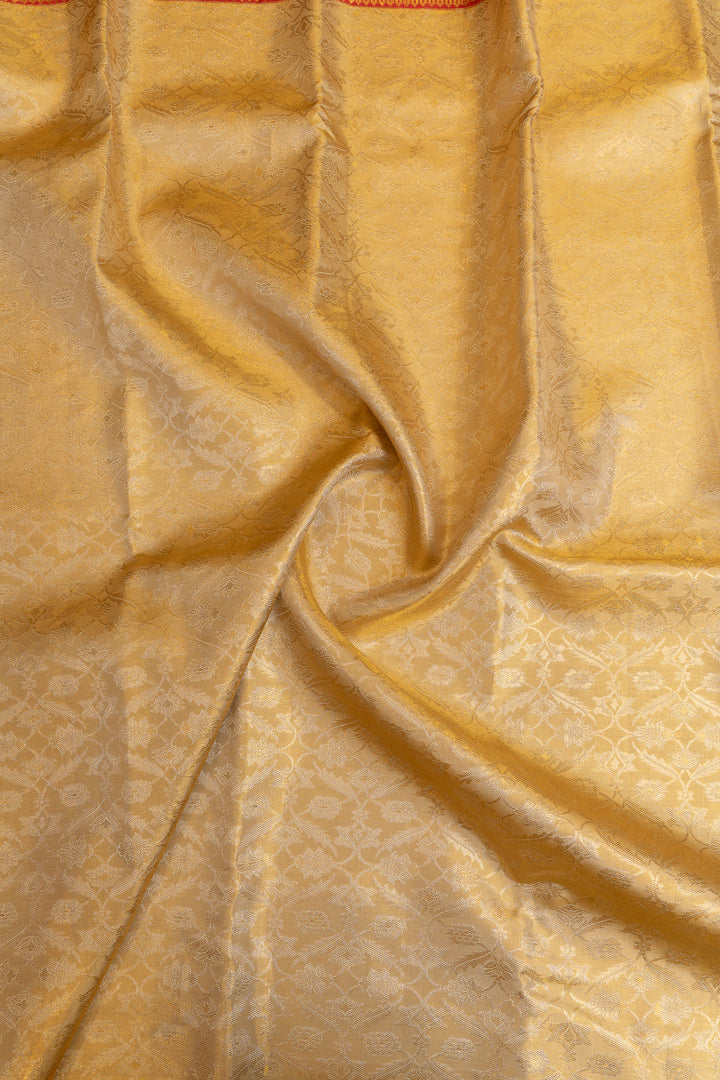 Gold and reddish pink brocade pure Kanchipuram silk saree
