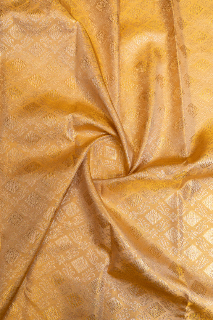 Cream and purple brocade pure Kanchipuram silk saree