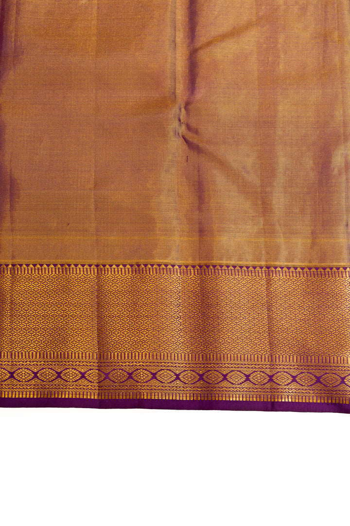 Cream and purple brocade pure Kanchipuram silk saree