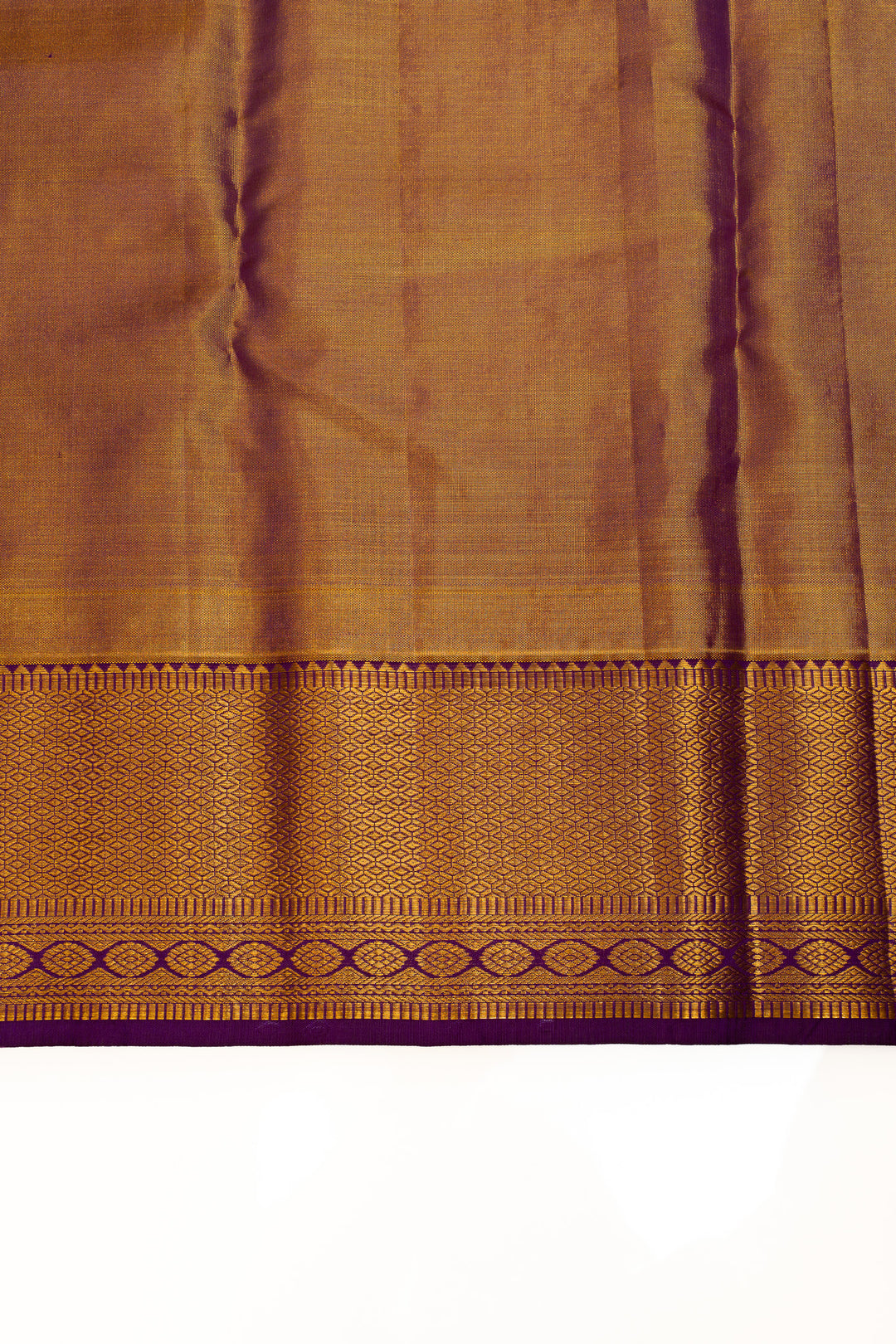 Cream and purple brocade pure Kanchipuram silk saree