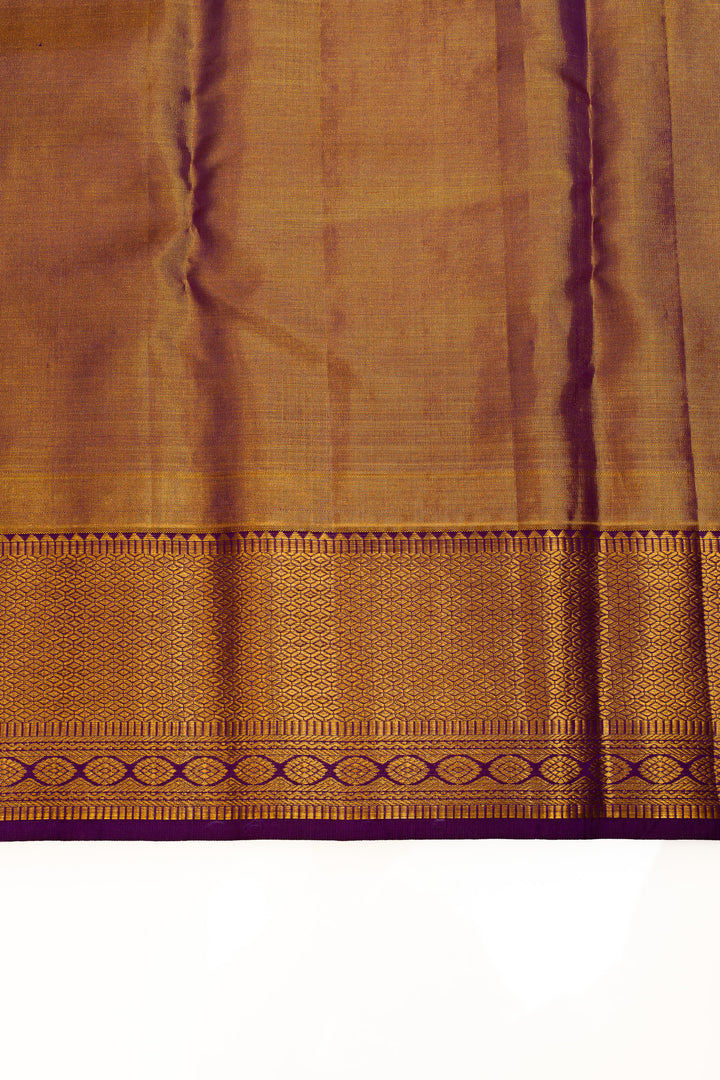 Cream and purple brocade pure Kanchipuram silk saree