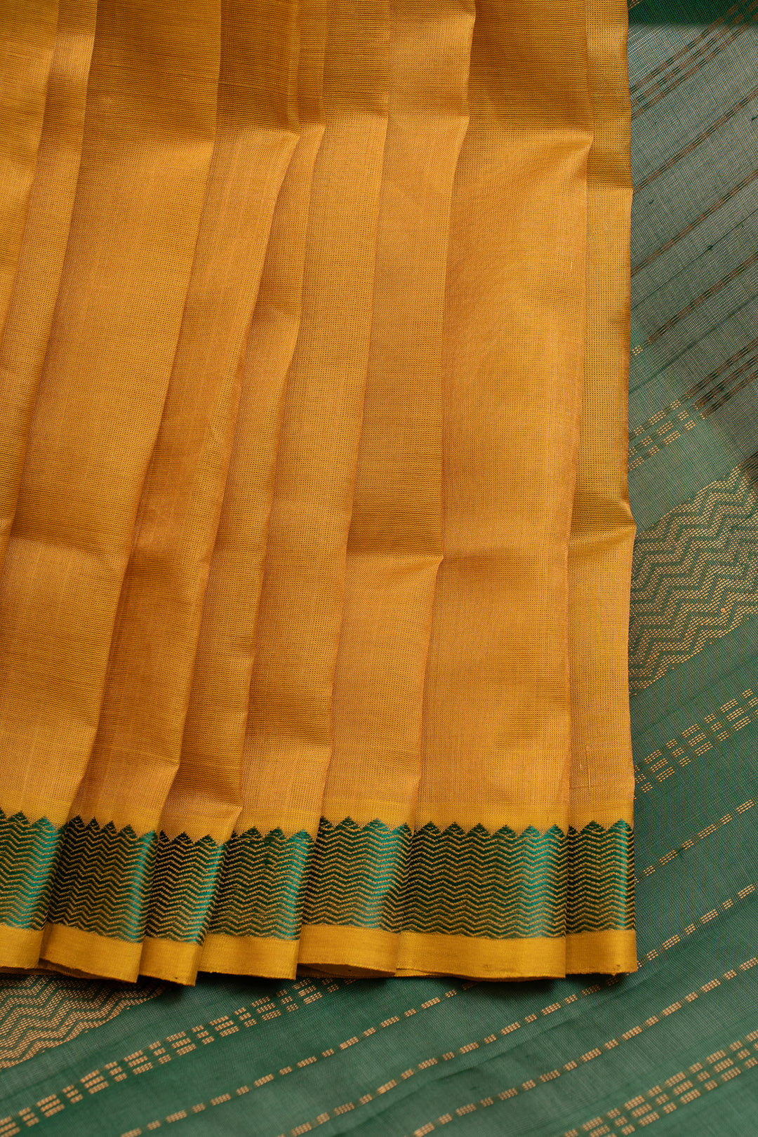 Yellow and green pure silk cotton saree