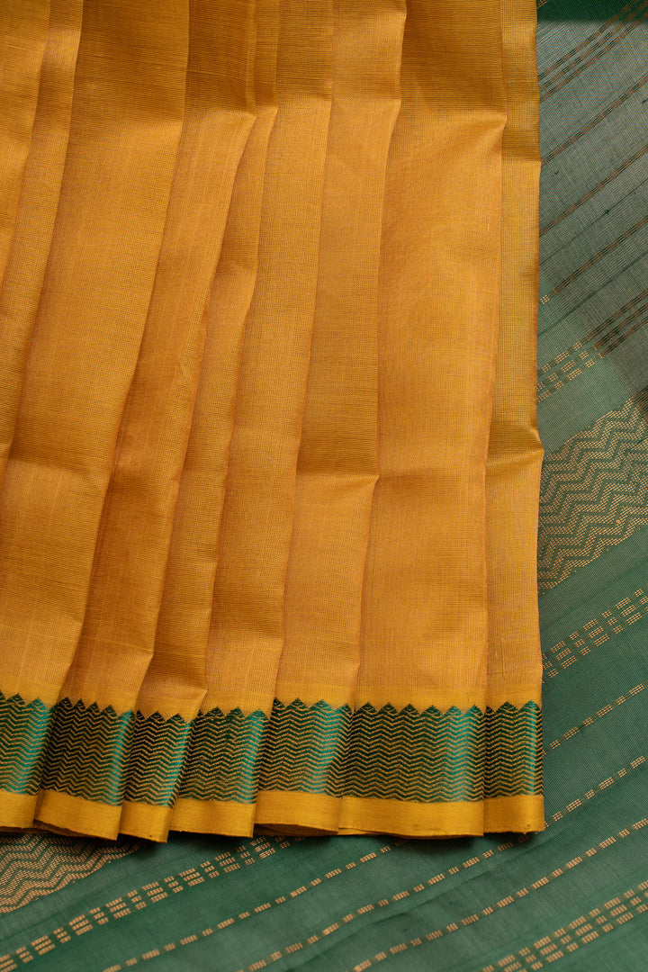 Yellow and green pure silk cotton saree