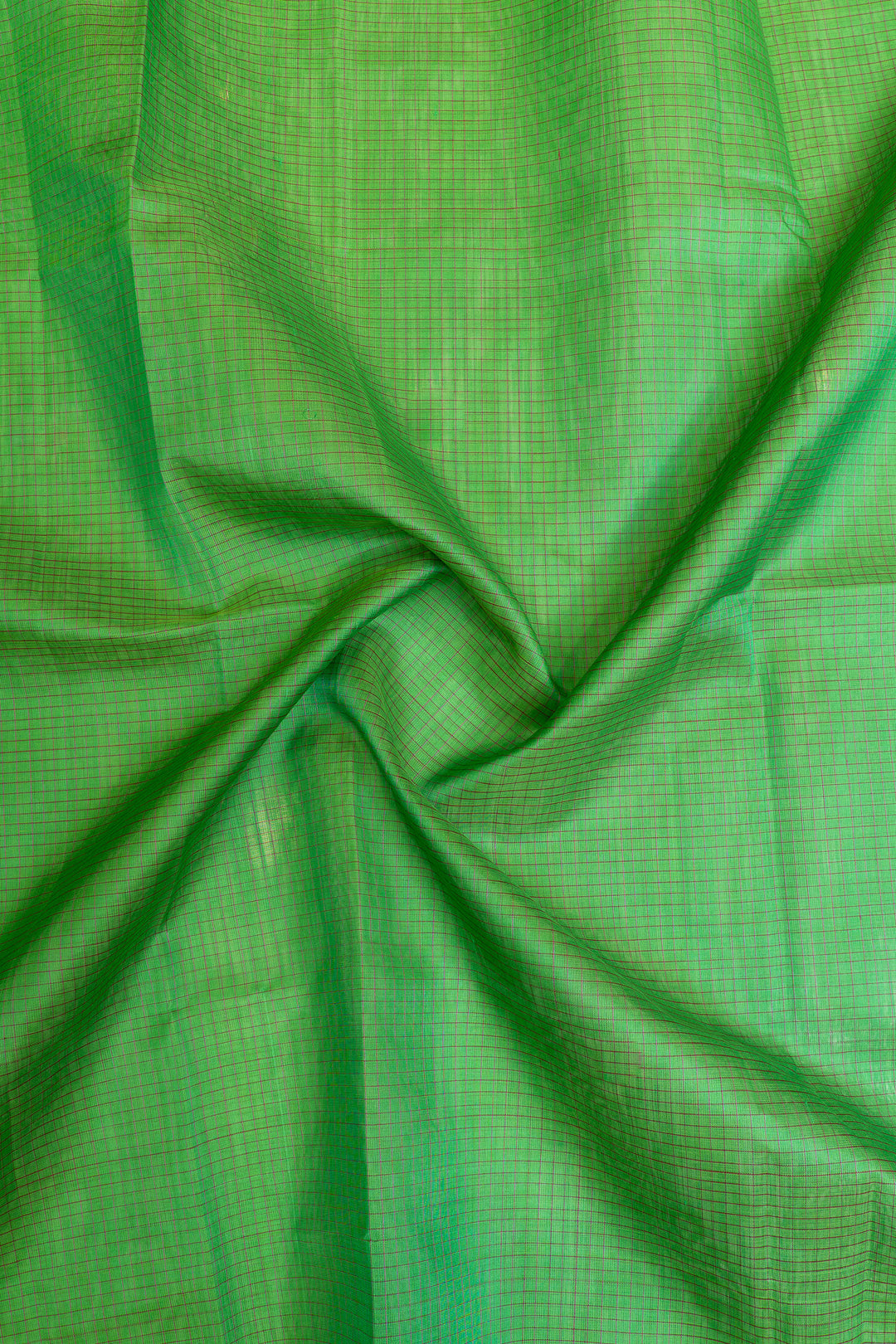 Green and pink checks pure silk cotton saree