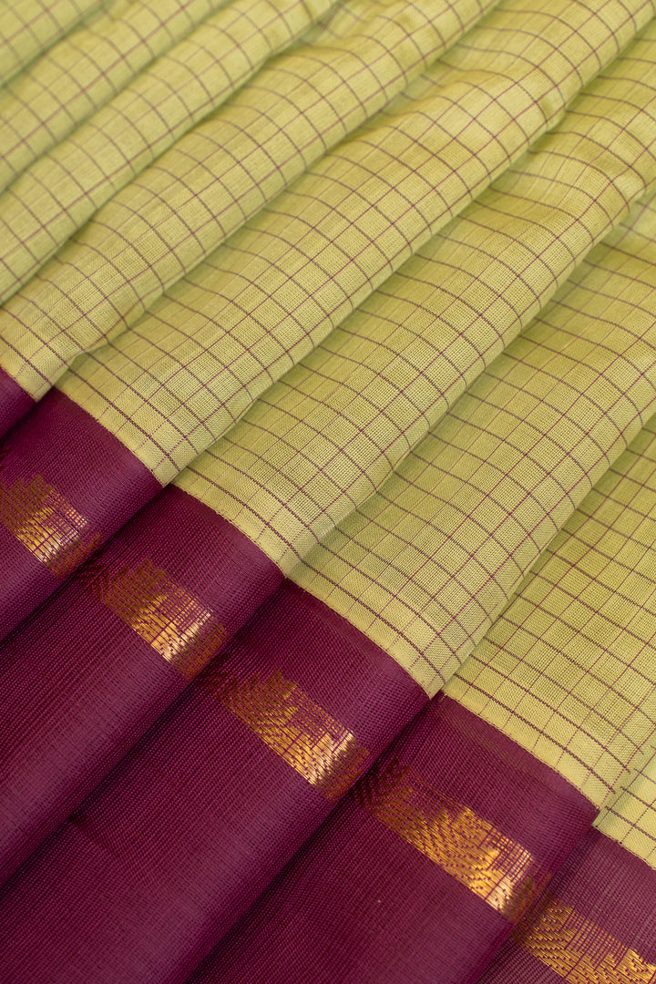 Green checks checks pure silk cotton saree