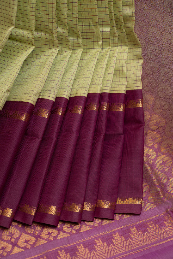 Green checks checks pure silk cotton saree