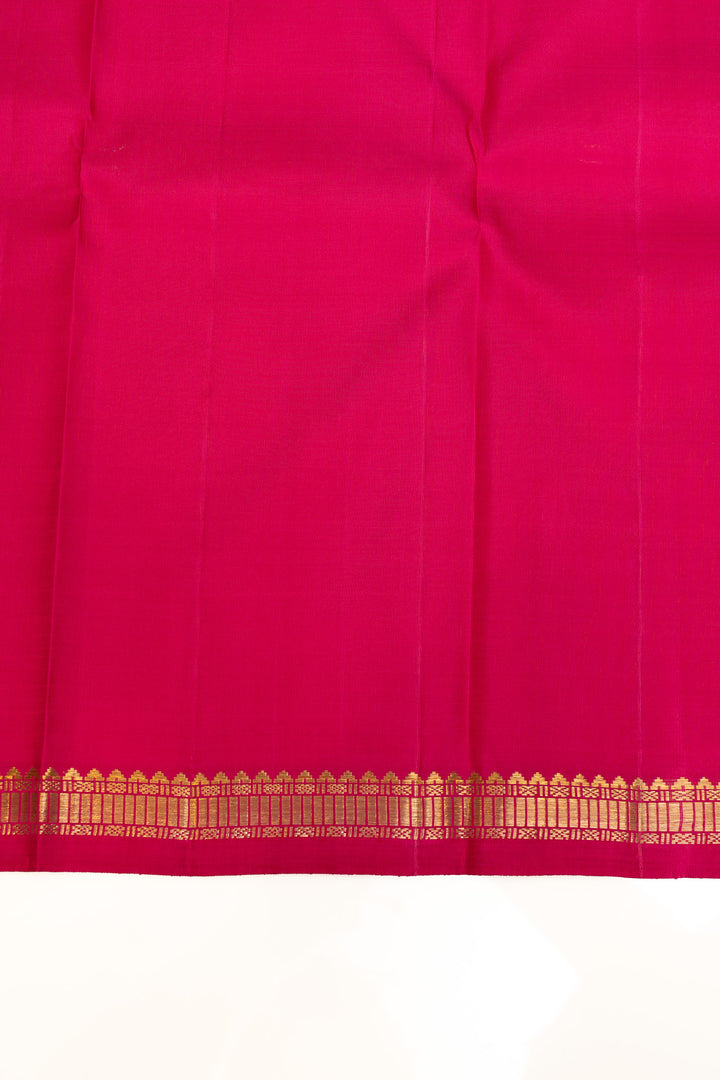 Peacock blue small border pure Kanchipuram silk saree