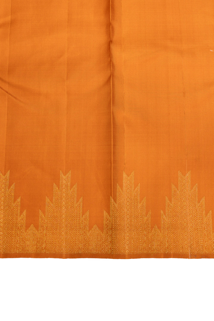 Rust orange temple border pure Kanchipuram silk saree