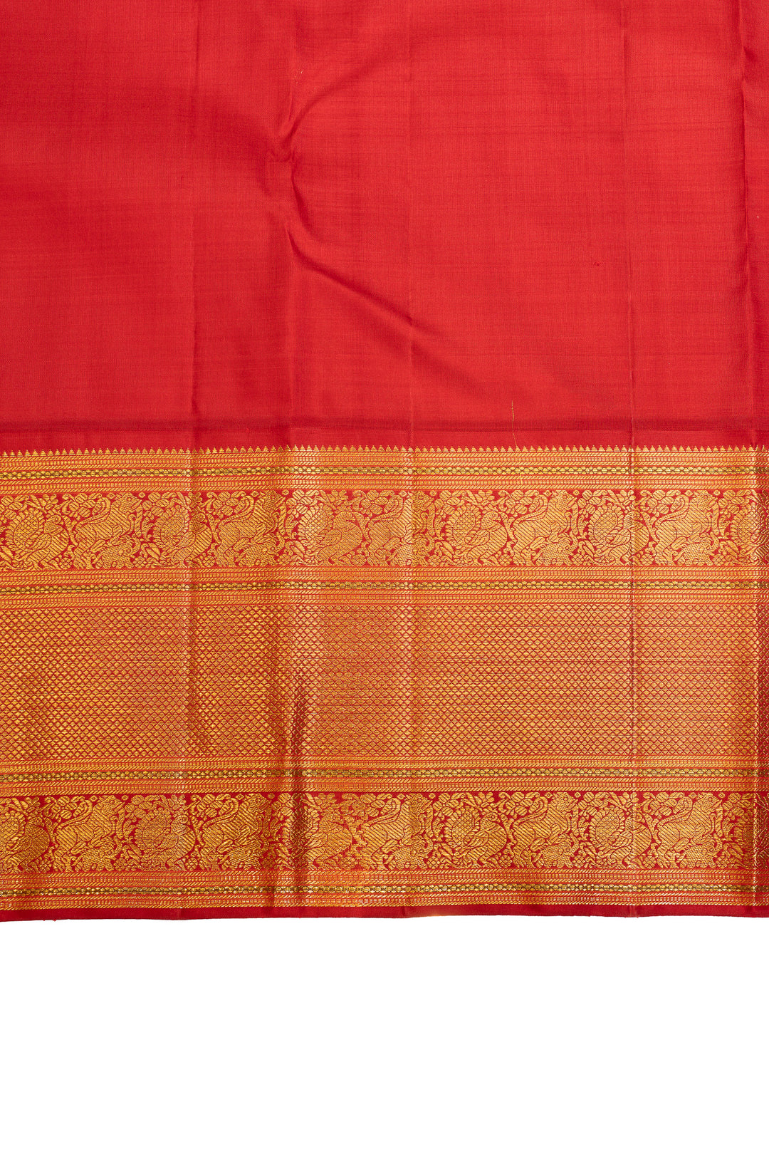 Gold and red traditional pure Kanchipuram silk saree