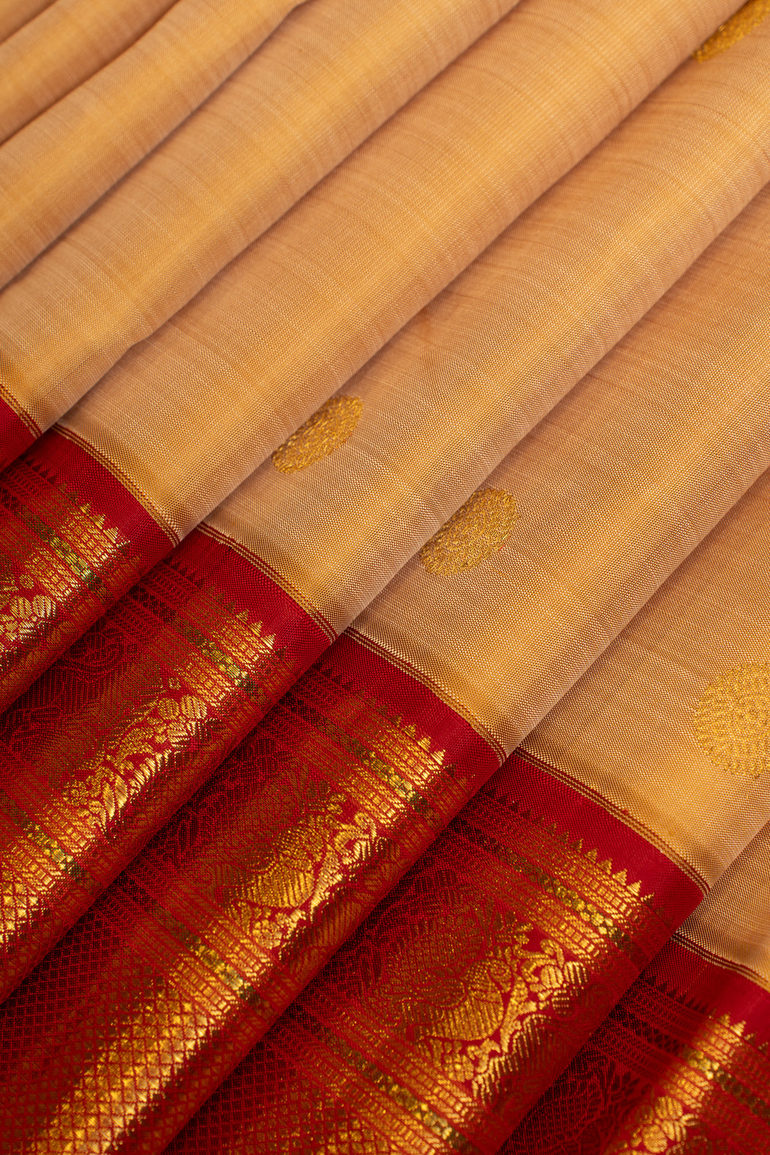 Gold and red traditional pure Kanchipuram silk saree