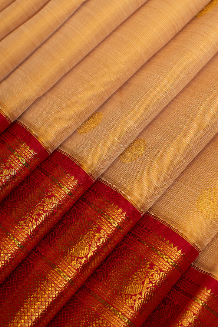 Gold and red traditional pure Kanchipuram silk saree