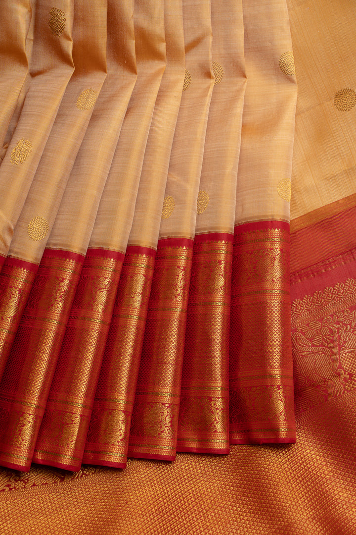 Gold and red traditional pure Kanchipuram silk saree