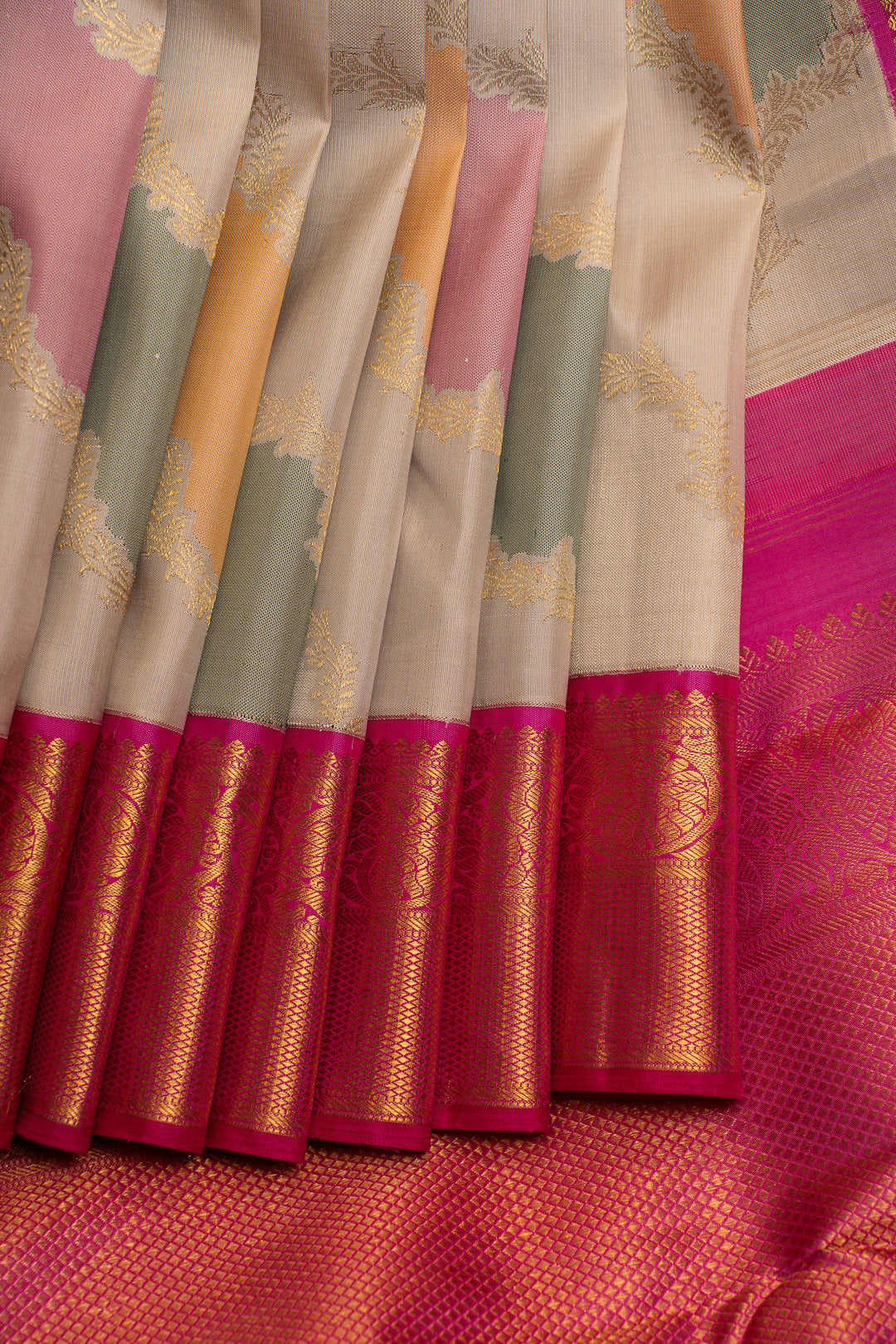 Silver rangkat pure Kanchipuram silk saree