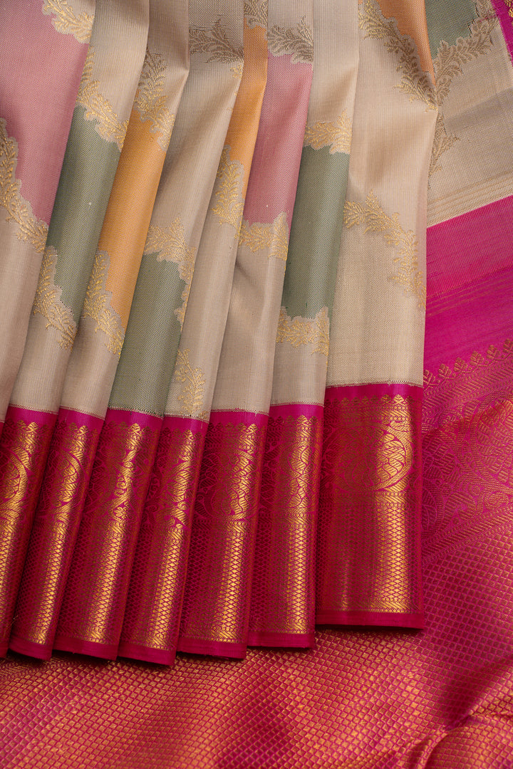 Silver rangkat pure Kanchipuram silk saree