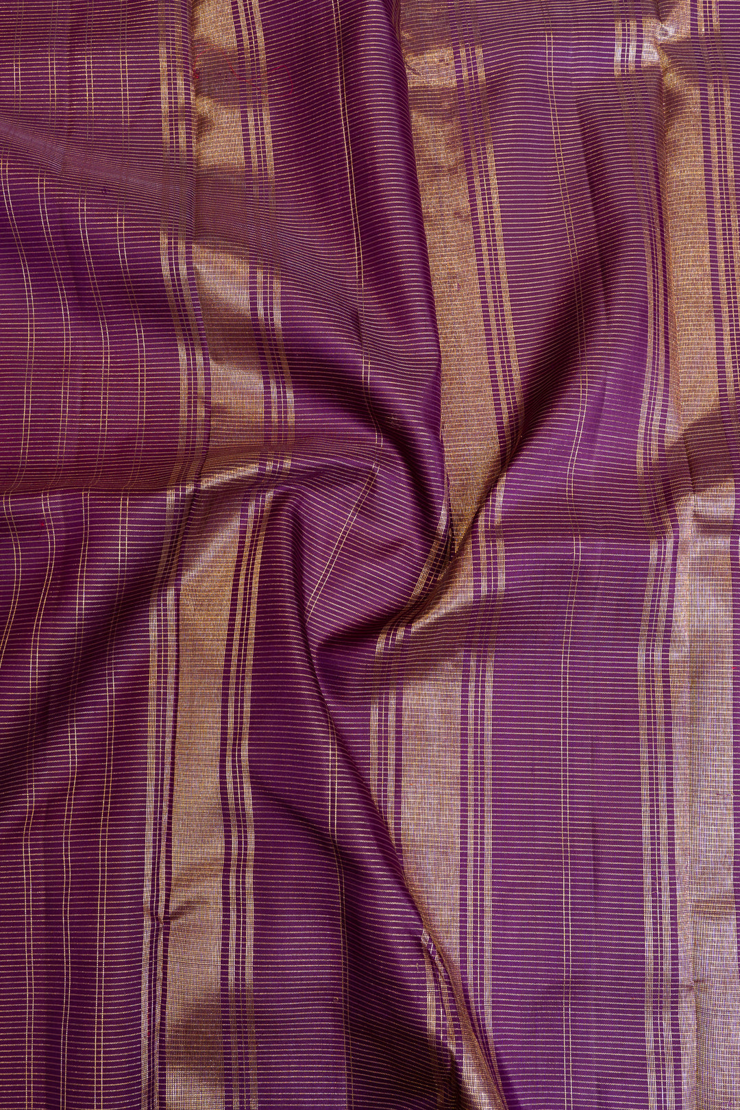 Magenta and purple checks pure Kanchipuram silk saree