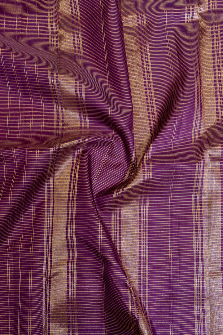 Magenta and purple checks pure Kanchipuram silk saree