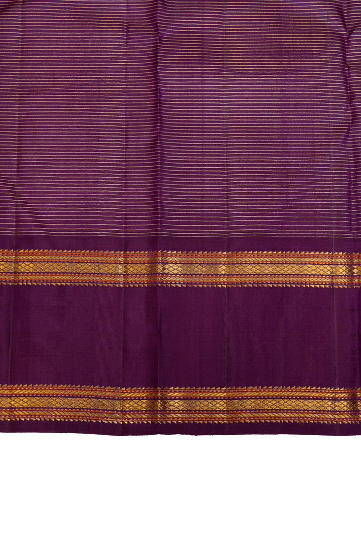 Magenta and purple checks pure Kanchipuram silk saree