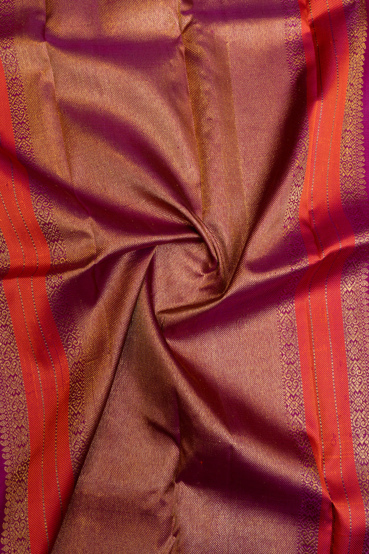 Pastel blue thread stripes pure Kanchipuram silk saree