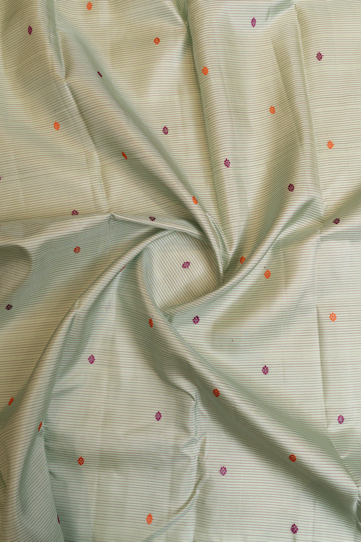 Pastel blue thread stripes pure Kanchipuram silk saree
