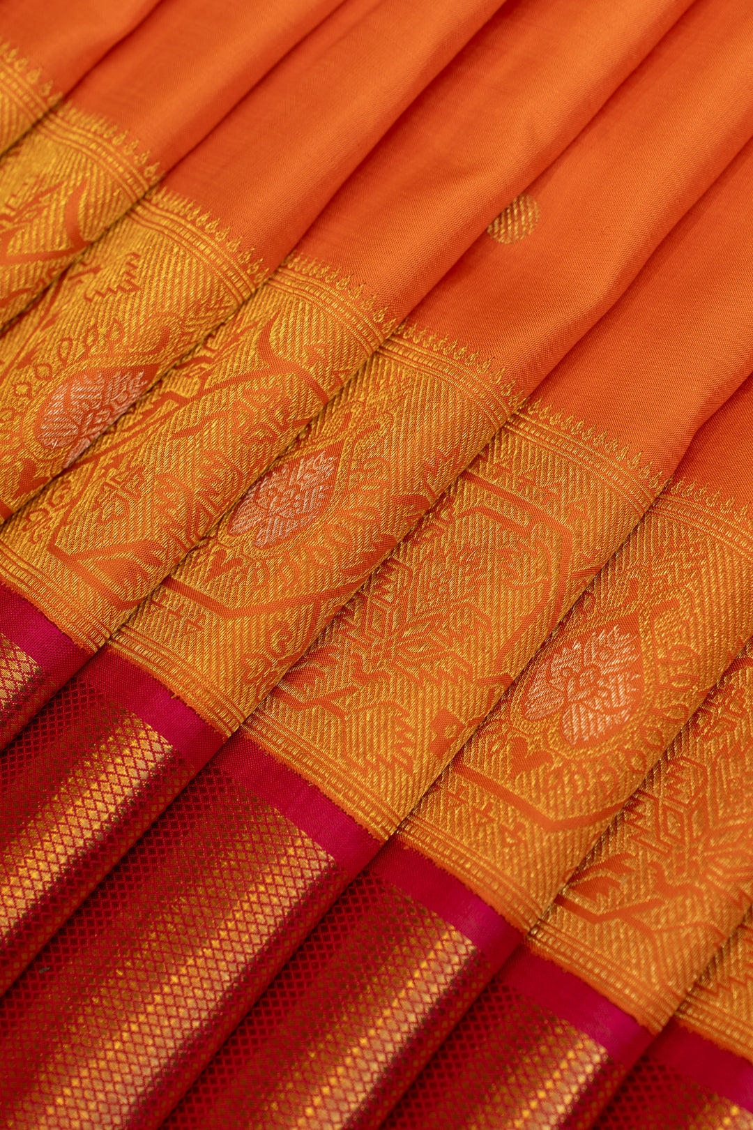Orange Paithani pure Kanchipuram silk saree