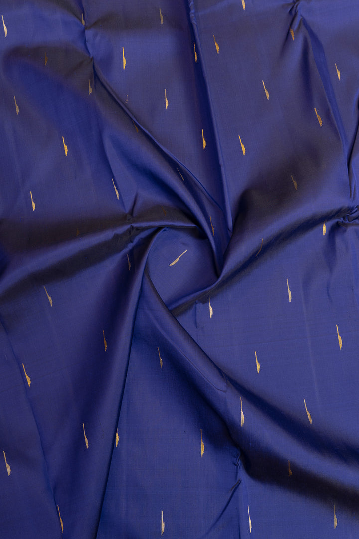 Royal blue and red temple border pure Kanchipuram silk saree