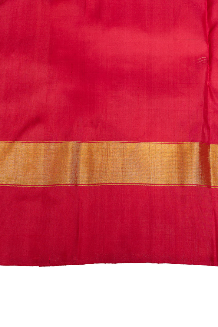 Royal blue and red temple border pure Kanchipuram silk saree