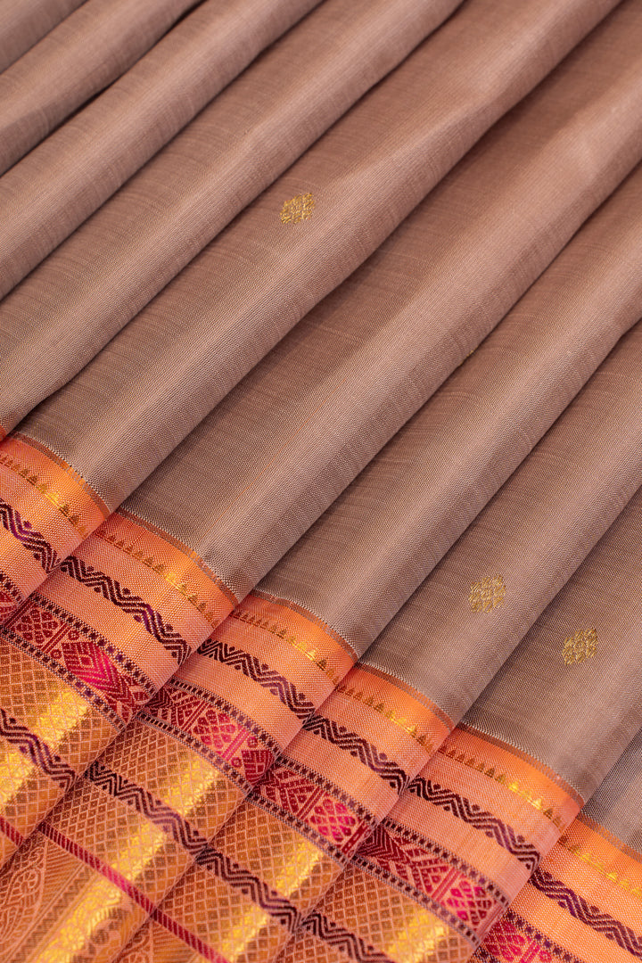 Mauve and pink varisaipettu pure Kanchipuram silk saree