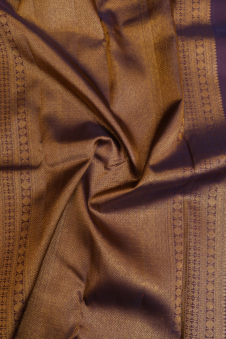 Cream and magenta Muthu Zari checks pure Kanchipuram silk saree