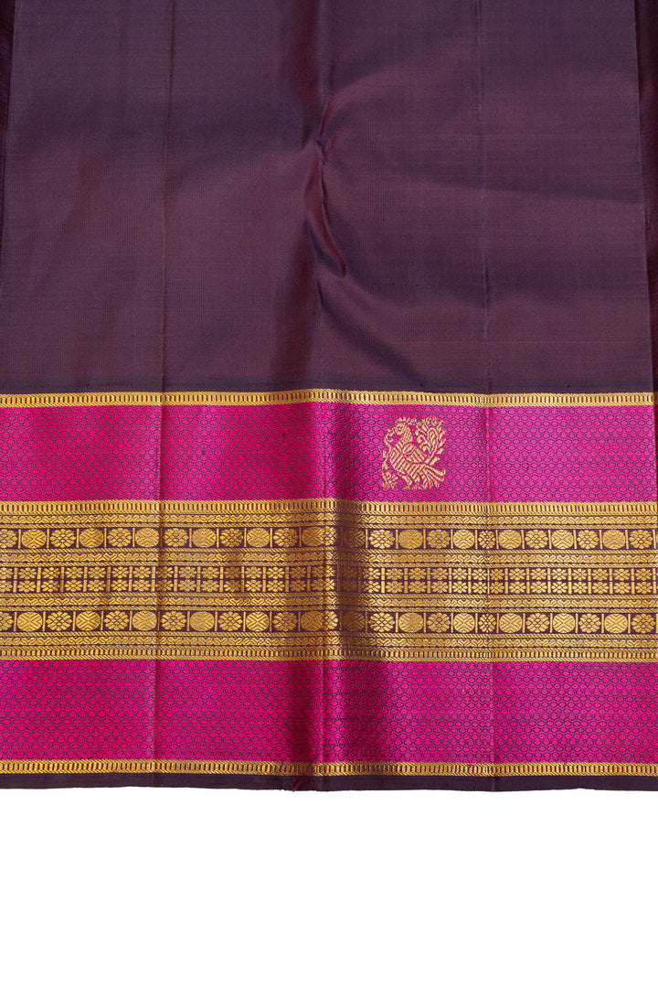 Cream and magenta Muthu Zari checks pure Kanchipuram silk saree