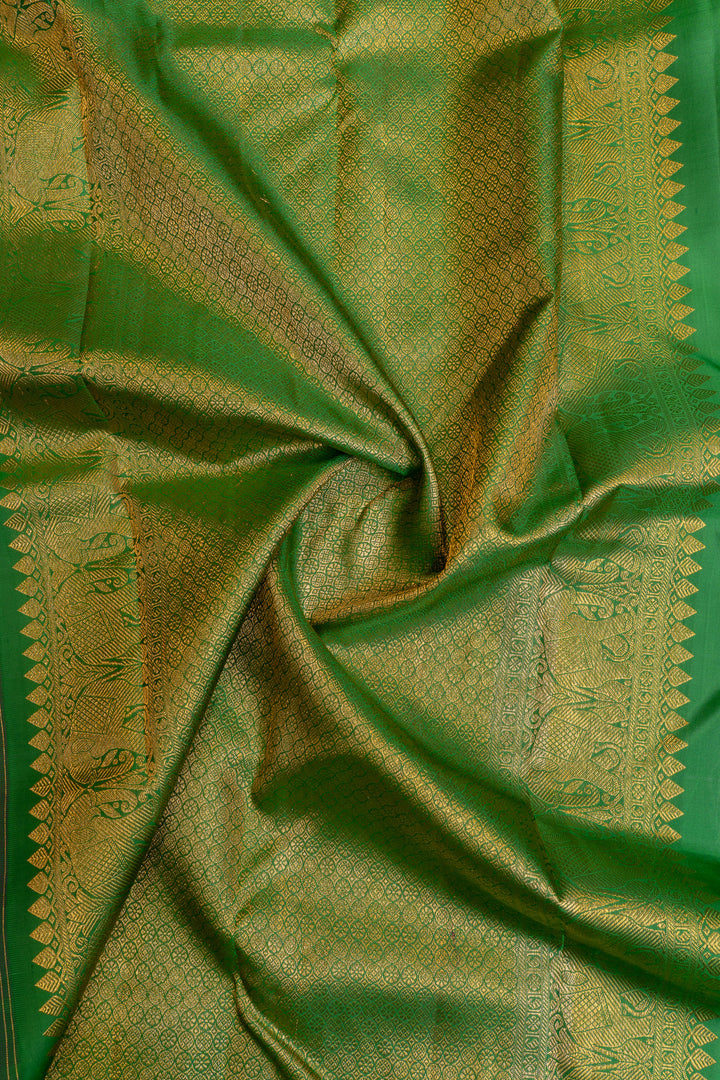 Purple and green varisaipettu  pure Kanchipuram silk saree