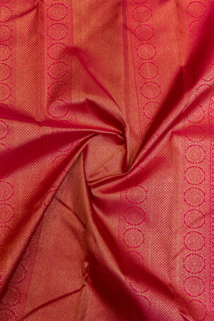 Yellow and magenta traditional  pure Kanchipuram silk saree