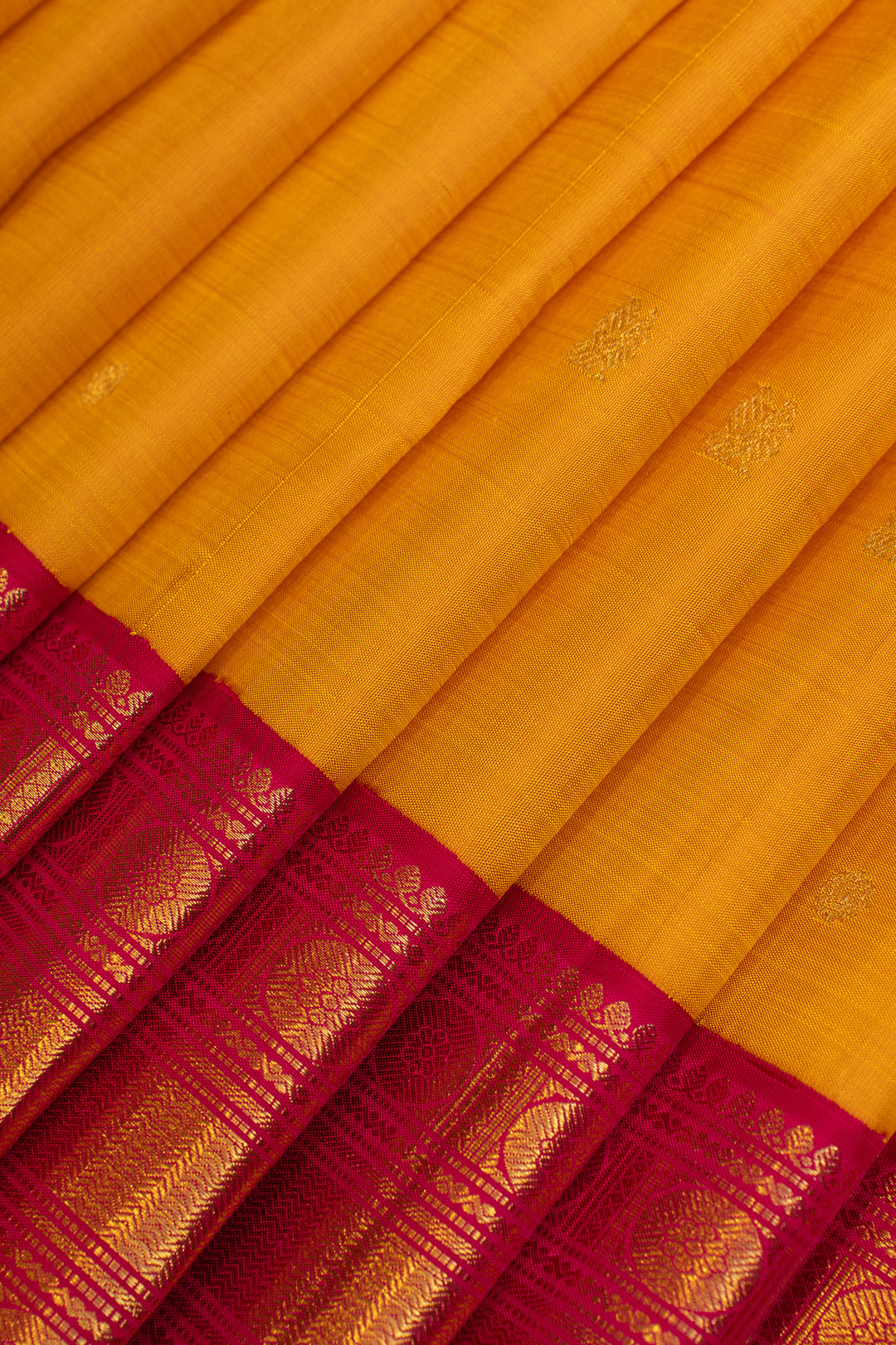 Yellow and magenta traditional  pure Kanchipuram silk saree
