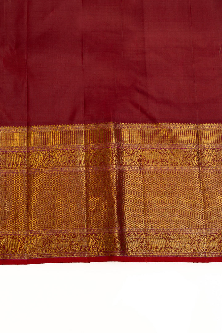 Parrot green maroon vintage  pure Kanchipuram silk saree