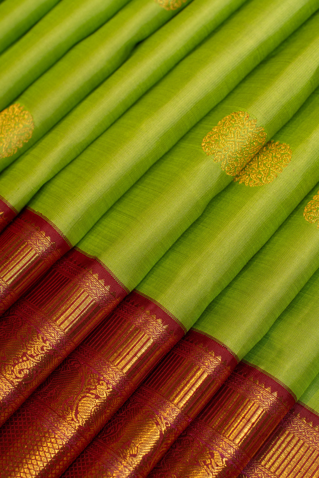Parrot green maroon vintage  pure Kanchipuram silk saree