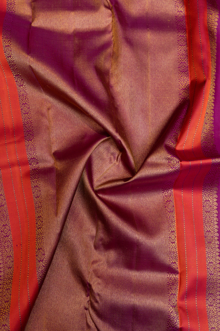 Pastel yellow thread stripes  pure Kanchipuram silk saree