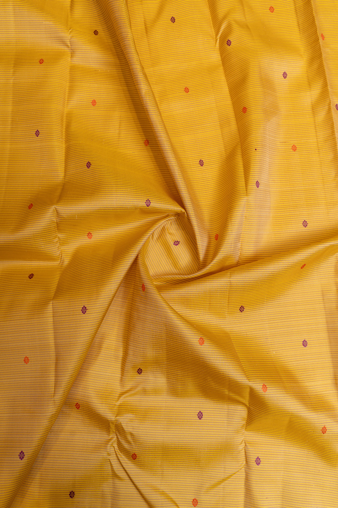 Pastel yellow thread stripes  pure Kanchipuram silk saree