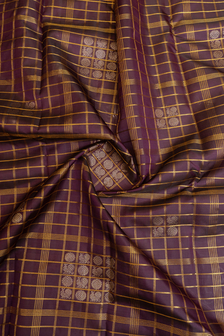 Submerging purple turning border  pure Kanchipuram silk saree