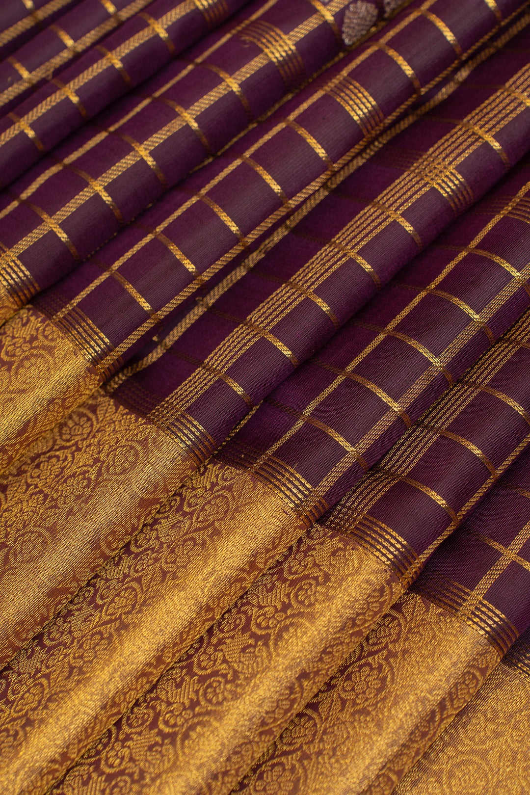 Submerging purple turning border  pure Kanchipuram silk saree