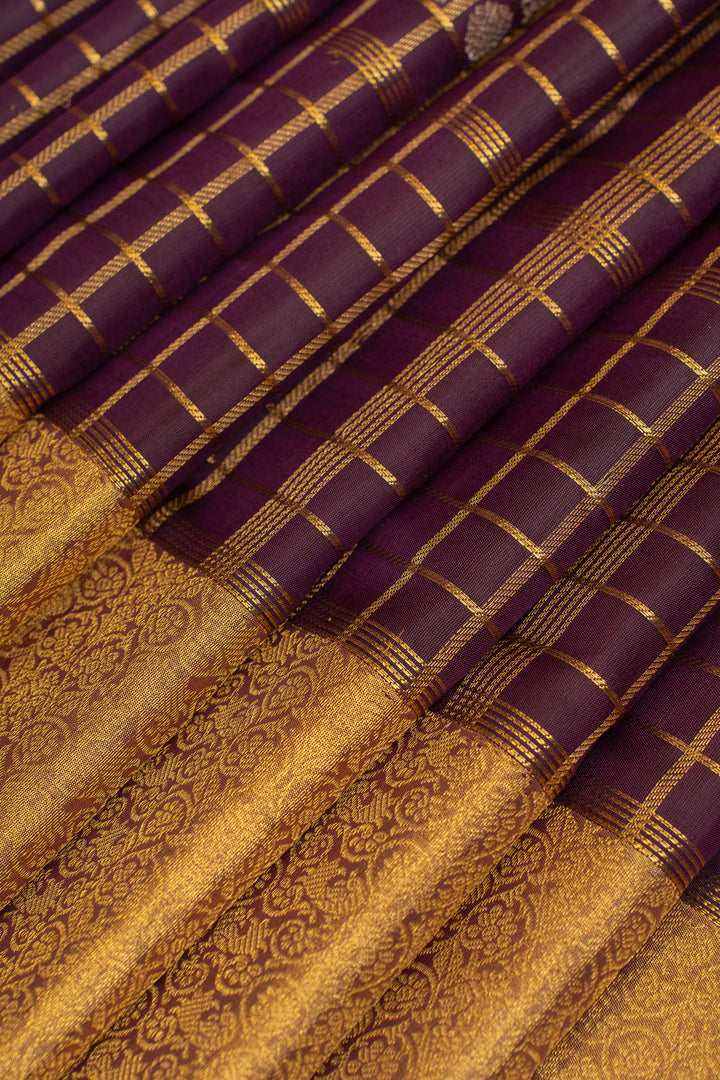 Submerging purple turning border  pure Kanchipuram silk saree