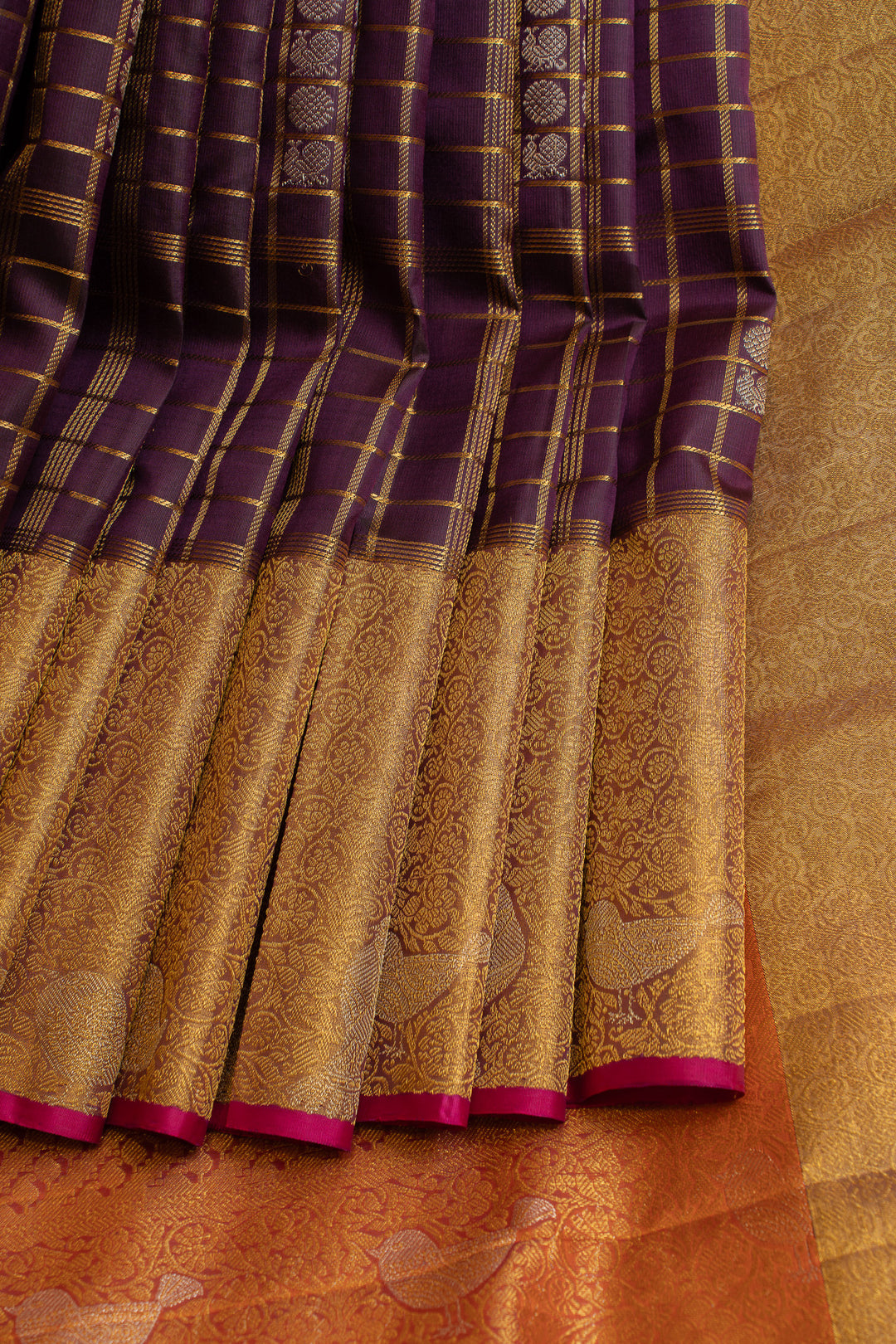 Submerging purple turning border  pure Kanchipuram silk saree