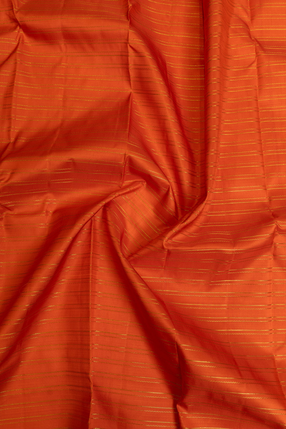 Orange and green stripes  pure Kanchipuram silk saree