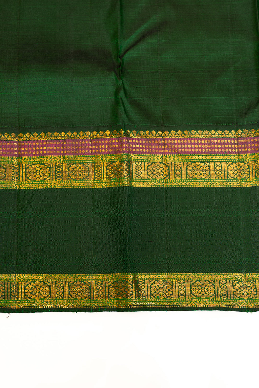 Orange and green stripes  pure Kanchipuram silk saree