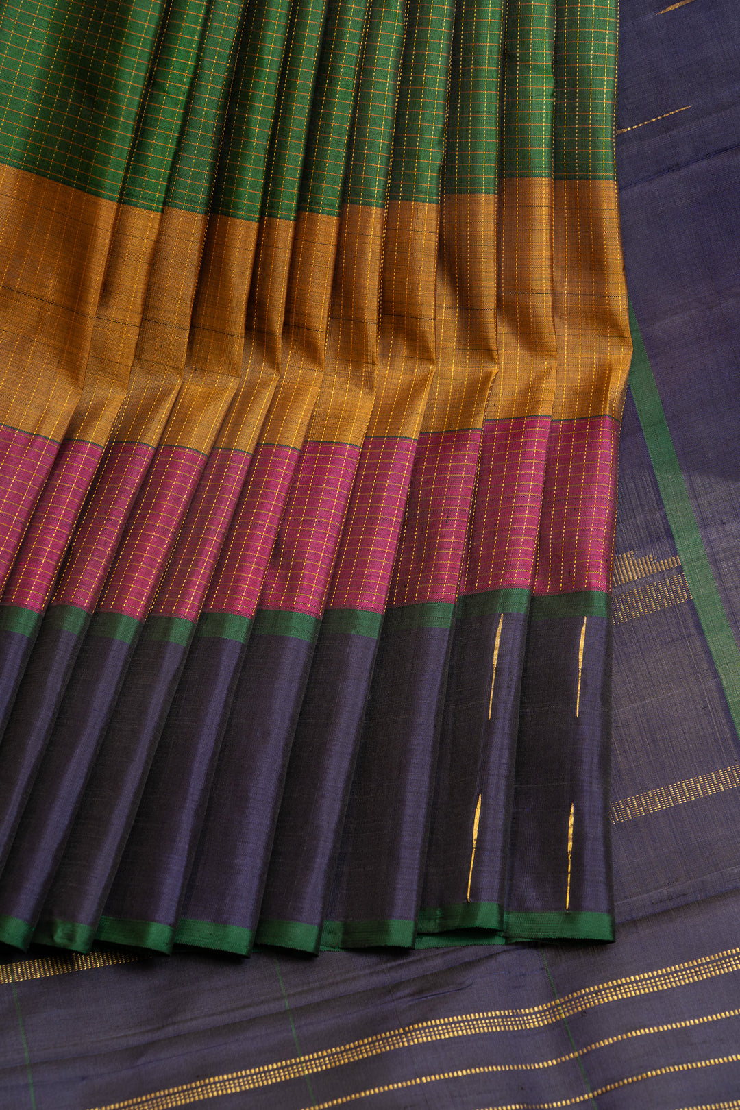 Multi stripes pure Kanchipuram silk saree