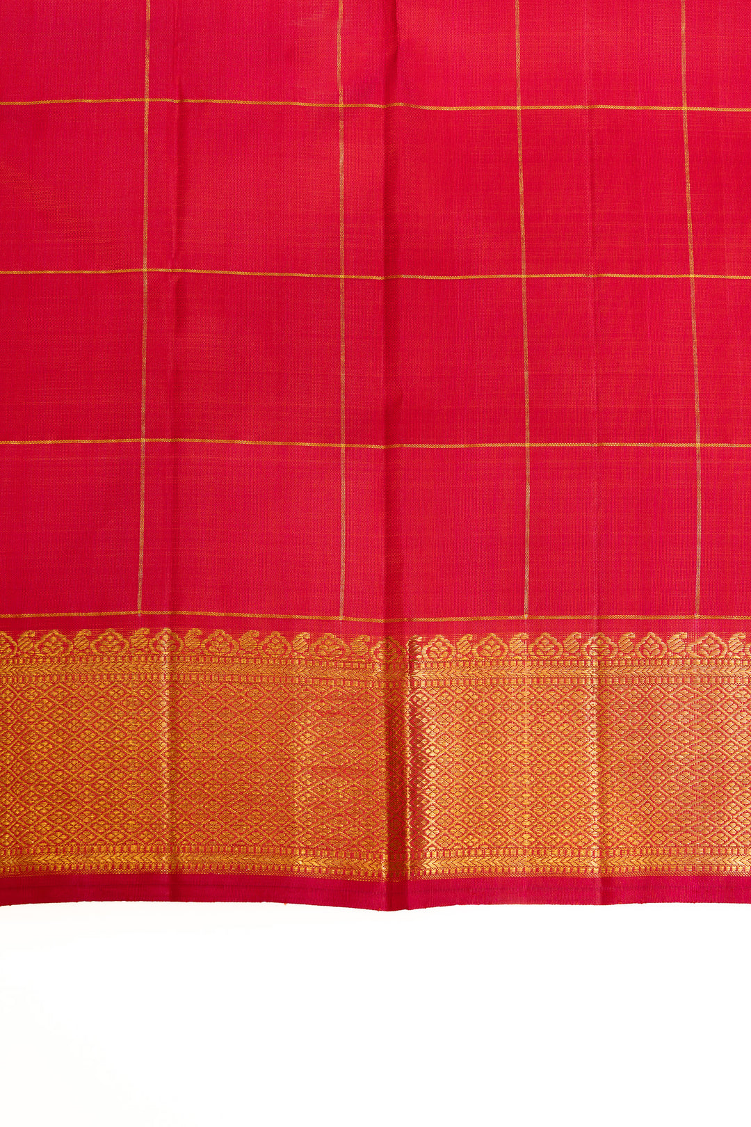 Blue and red multi checks pure Kanchipuram silk saree