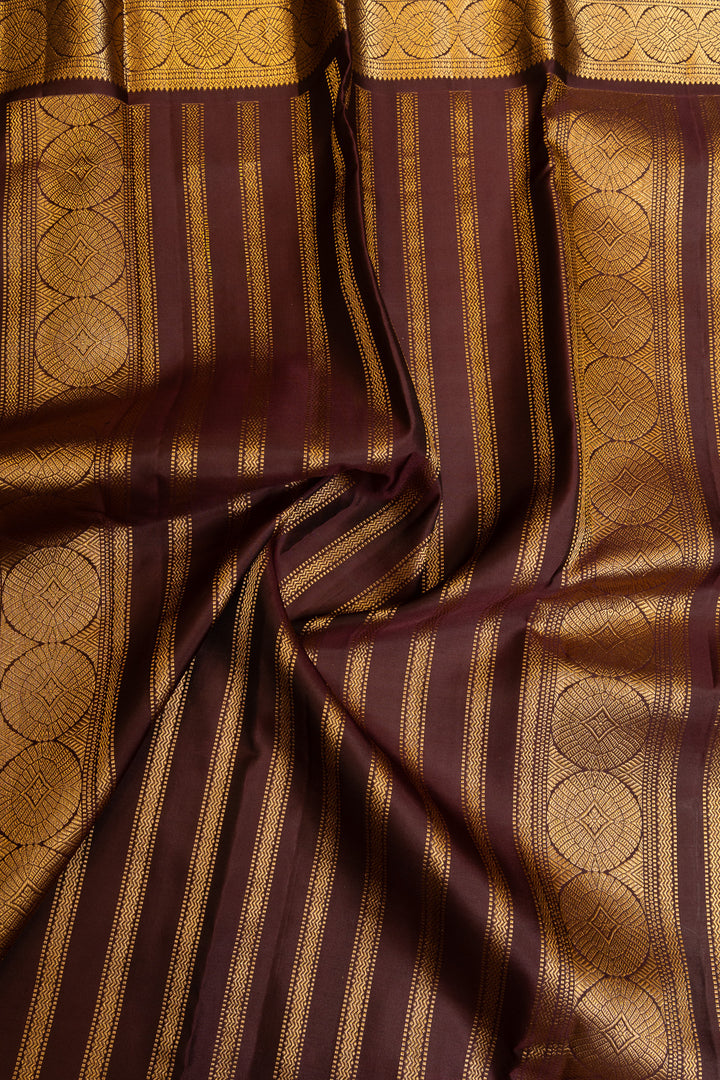 Maroon vintage veldhari stripes pure Kanchipuram silk saree