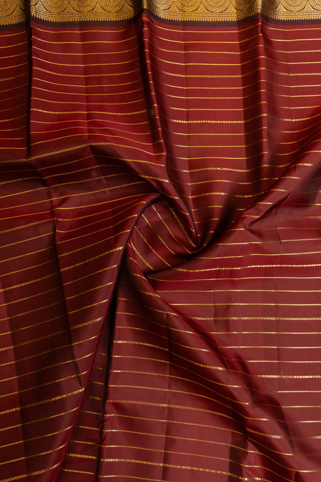 Maroon vintage veldhari stripes pure Kanchipuram silk saree
