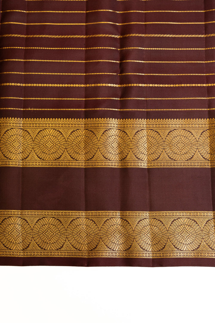 Maroon vintage veldhari stripes pure Kanchipuram silk saree